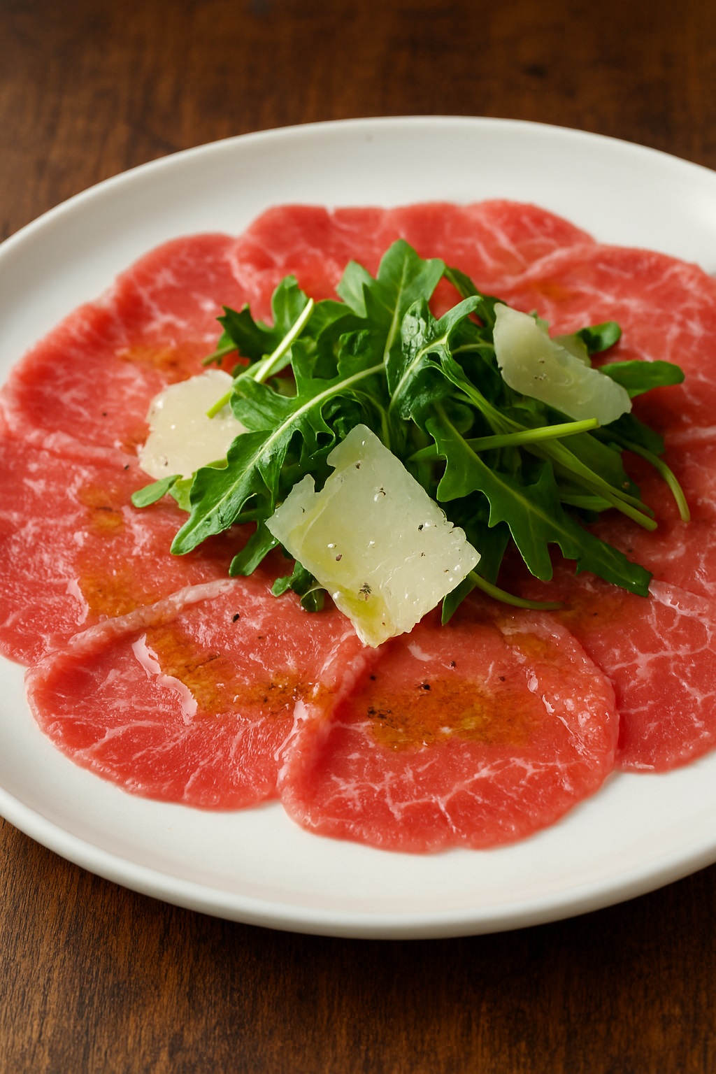 Carpaccio de Vitela com rúcula
